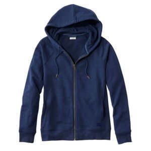 LL Bean Peaks Island Full-Zip Hoodie Classic Navy Blue Size Large Petite Navy